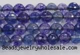 CCY601 15.5 inches 6mm faceted round blue cherry quartz beads