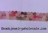 CCY620 15.5 inches 4mm round matte volcano cherry quartz beads