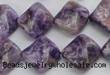 CDA320 15.5 inches 15*15mm twisted diamond dyed dogtooth amethyst beads