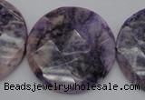 CDA328 15.5 inches 32mm faceted coin dyed dogtooth amethyst beads