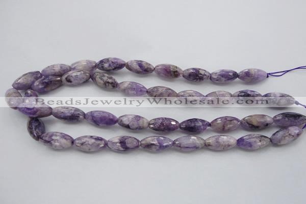 CDA334 15.5 inches 10*20mm faceted rice dyed dogtooth amethyst beads