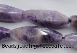 CDA335 15.5 inches 14*35mm faceted rice dyed dogtooth amethyst beads