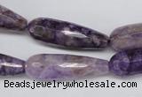 CDA341 15.5 inches 10*30mm faceted teardrop dyed dogtooth amethyst beads