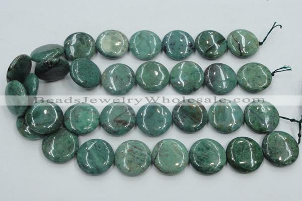 CDB18 15.5 inches 25mm flat round natural new dragon blood jasper beads