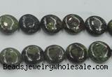 CDB205 15.5 inches 10mm flat round natural dragon blood jasper beads