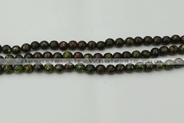 CDB311 15.5 inches 6mm faceted round dragon blood jasper beads