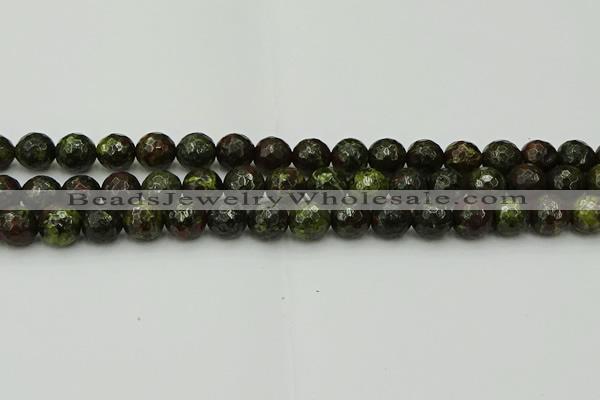 CDB313 15.5 inches 10mm faceted round dragon blood jasper beads