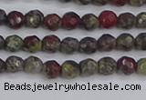 CDB320 15.5 inches 4mm faceted round dragon blood jasper beads