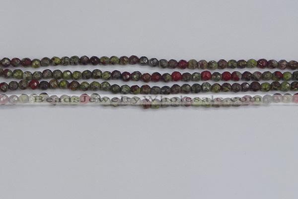 CDB320 15.5 inches 4mm faceted round dragon blood jasper beads