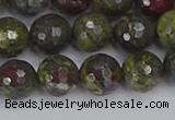 CDB323 15.5 inches 10mm faceted round dragon blood jasper beads