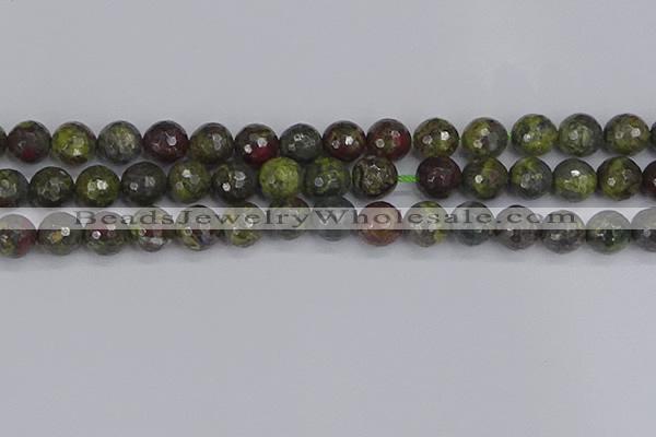 CDB324 15.5 inches 12mm faceted round dragon blood jasper beads