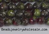 CDB329 15.5 inches 6mm faceted round A grade dragon blood jasper beads