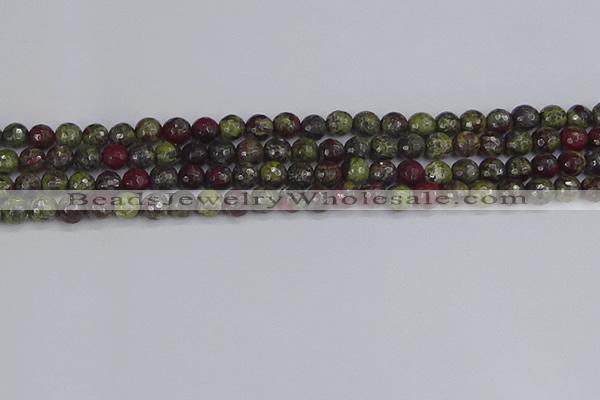 CDB329 15.5 inches 6mm faceted round A grade dragon blood jasper beads