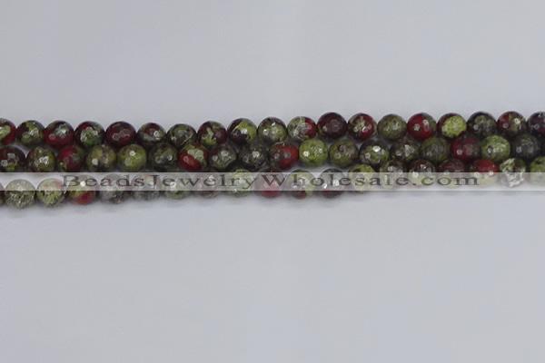 CDB330 15.5 inches 8mm faceted round A grade dragon blood jasper beads