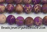 CDE1020 15.5 inches 4mm round matte sea sediment jasper beads