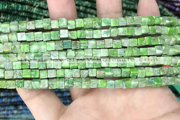 CDE1205 15.5 inches 4.5mm - 5mm cube sea sediment jasper beads