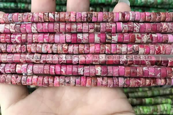 CDE1232 15.5 inches 3*6mm heishi sea sediment jasper beads