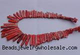 CDE1512 Top drilled 5*15mm - 6*55mm sticks sea sediment jasper beads