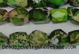 CDE155 15.5 inches 10*12mm faceted nugget dyed sea sediment jasper beads