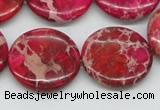 CDE18 15.5 inches 25mm flat round dyed sea sediment jasper beads