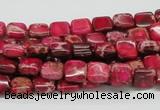 CDE19 15.5 inches 8*8mm square dyed sea sediment jasper beads