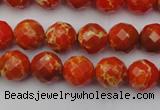 CDE2100 15.5 inches 6mm faceted round dyed sea sediment jasper beads