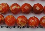 CDE2103 15.5 inches 12mm faceted round dyed sea sediment jasper beads