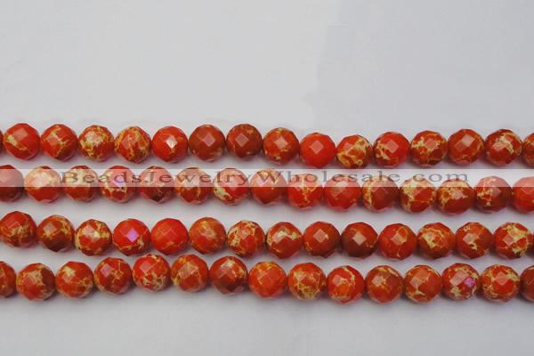 CDE2104 15.5 inches 14mm faceted round dyed sea sediment jasper beads