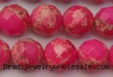 CDE2115 15.5 inches 16mm faceted round dyed sea sediment jasper beads