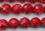 CDE2123 15.5 inches 12mm faceted round dyed sea sediment jasper beads