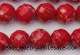 CDE2124 15.5 inches 14mm faceted round dyed sea sediment jasper beads