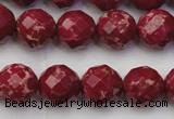 CDE2134 15.5 inches 14mm faceted round dyed sea sediment jasper beads