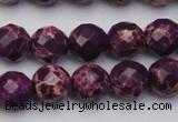 CDE2143 15.5 inches 12mm faceted round dyed sea sediment jasper beads