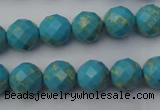 CDE2151 15.5 inches 8mm faceted round dyed sea sediment jasper beads