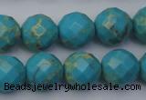 CDE2156 15.5 inches 18mm faceted round dyed sea sediment jasper beads