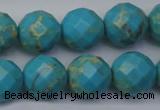 CDE2157 15.5 inches 20mm faceted round dyed sea sediment jasper beads