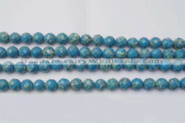 CDE2163 15.5 inches 12mm faceted round dyed sea sediment jasper beads