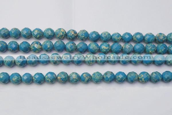 CDE2164 15.5 inches 14mm faceted round dyed sea sediment jasper beads