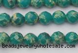 CDE2170 15.5 inches 6mm faceted round dyed sea sediment jasper beads