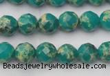 CDE2171 15.5 inches 8mm faceted round dyed sea sediment jasper beads