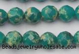 CDE2173 15.5 inches 12mm faceted round dyed sea sediment jasper beads