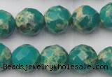 CDE2175 15.5 inches 16mm faceted round dyed sea sediment jasper beads