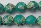 CDE2176 15.5 inches 18mm faceted round dyed sea sediment jasper beads