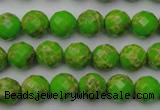 CDE2180 15.5 inches 6mm faceted round dyed sea sediment jasper beads