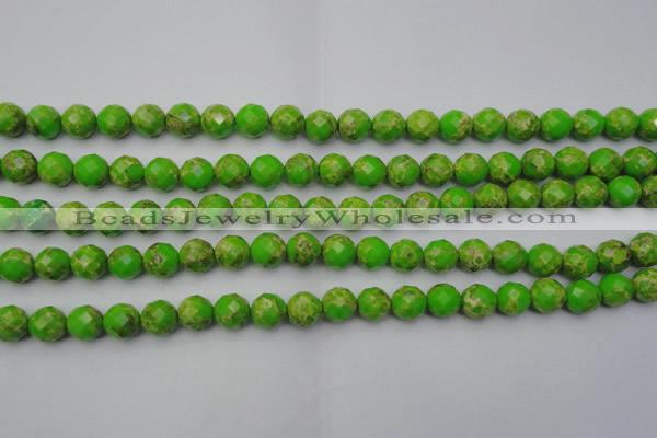 CDE2181 15.5 inches 8mm faceted round dyed sea sediment jasper beads