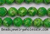 CDE2190 15.5 inches 6mm faceted round dyed sea sediment jasper beads