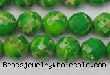 CDE2191 15.5 inches 8mm faceted round dyed sea sediment jasper beads