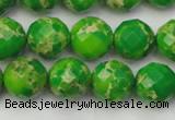 CDE2192 15.5 inches 10mm faceted round dyed sea sediment jasper beads