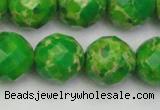 CDE2197 15.5 inches 20mm faceted round dyed sea sediment jasper beads