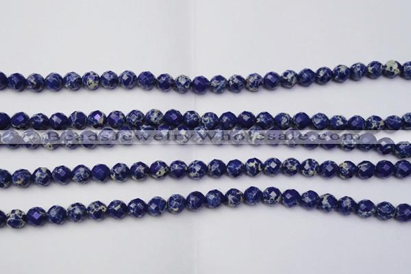 CDE2210 15.5 inches 6mm faceted round dyed sea sediment jasper beads